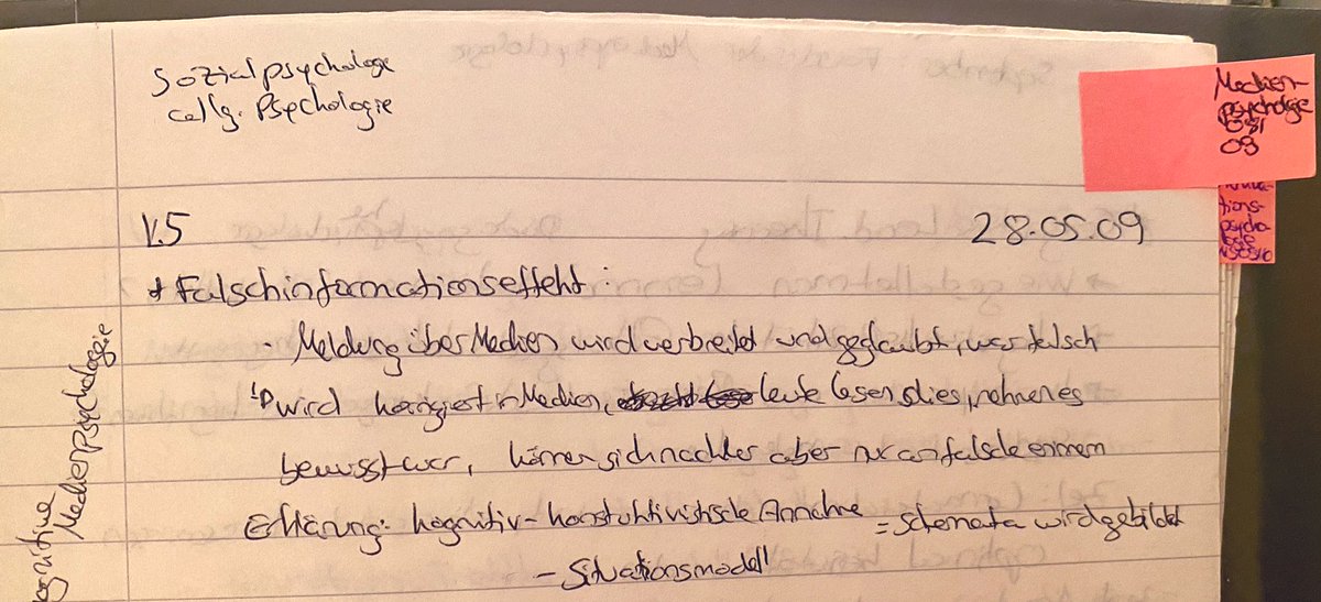 Das belege ich gerne mit Aufzeichnungen, die ich kürzlich wiedergefunden habe. Ein Learning schon damals (falls wer meine Schrift nicht lesen kann): Sind Falschmeldungen einmal in der Welt, lassen sie sich kaum einfangen. Danke für diesen interessierten Austausch <a href="/DGPs_MediaPsych/">Media Psychology</a>