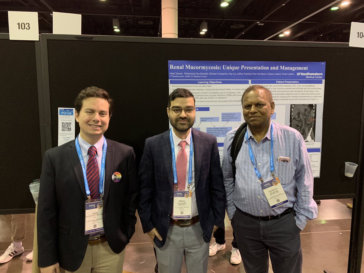 abdul_2592's tweet photo. Excited to be part of #KidneyWk 2022. Fortunate to have the mentorship of Dr @EleanorLederer and her team at VA Dallas. Presenting the first known case of Renal Mucormycosis associated with SGLT2 inhibitor use. @ASNKidney https://t.co/AEOVLd8KPT