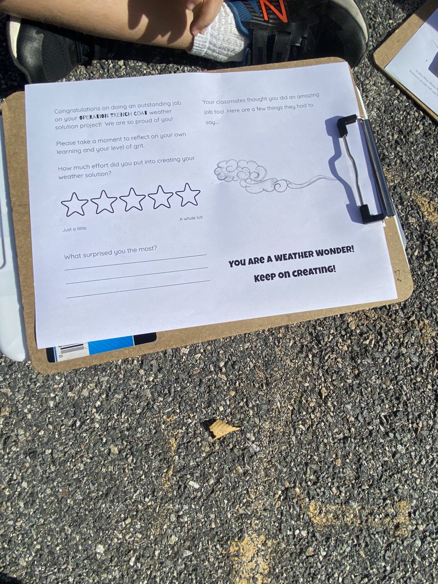 V-O 3rd graders testing out their structures against extreme weather conditions as part of an engineering experiment. Students gave each other feedback on how their structures performed.