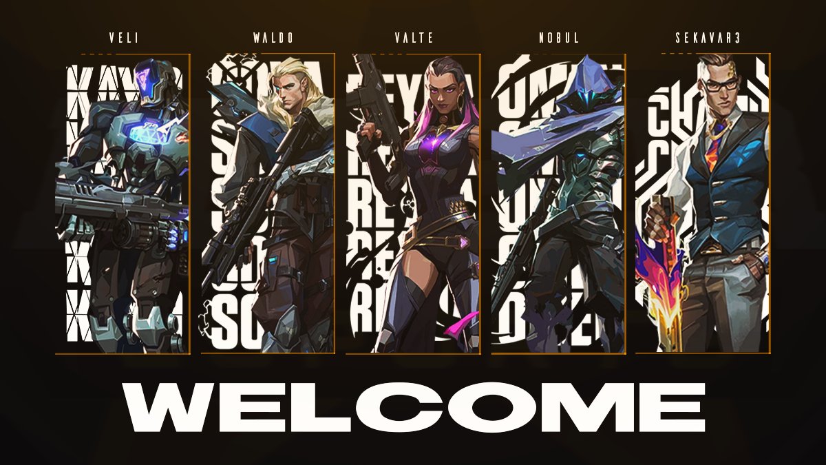 Can you smell what we are cooking?
🔥Something HOT🔥

Please give a warm welcome to our new Valorant team!

Veli ''veli'' Mutlu
Jesse ''Nobul'' Niemenmaa
Valtteri ''Valte'' Väliahde
Joni ''Waldo'' Ketonen
Jani ''SekavaR3'' Rauhala

#esportsfi #VALORANT #FlameOn