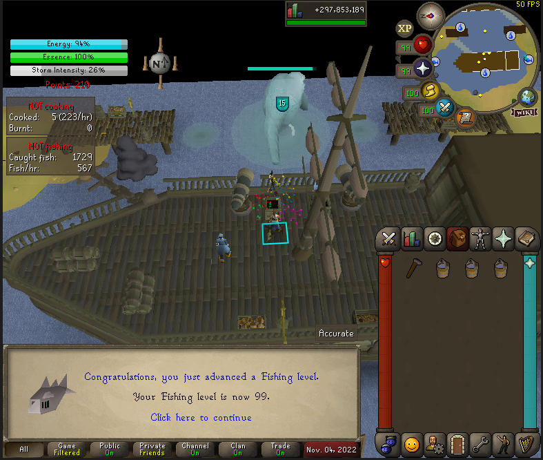 NirnaeOSRS's tweet photo. When a "short" hunt for the Tome of Water turns into this:

99 Fishing ✅ 15/23

#OSRS #OldSchoolRuneScape #99Fishing #OnlyFishingForComplimentsNow https://t.co/g94DsvPcBh