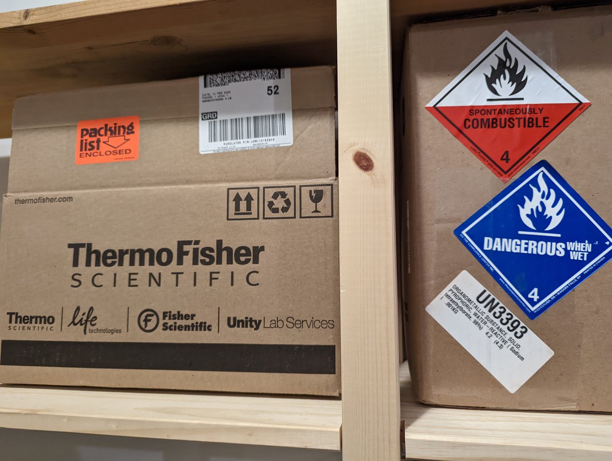 Took some boxes from the lab to pack things up for a small home reno...ended up delaying the contractor a bit bc they were concerned I actually had spontaneously combustible material sitting in my pantry #backtoCYHSreality #sciencefail #PhDlife