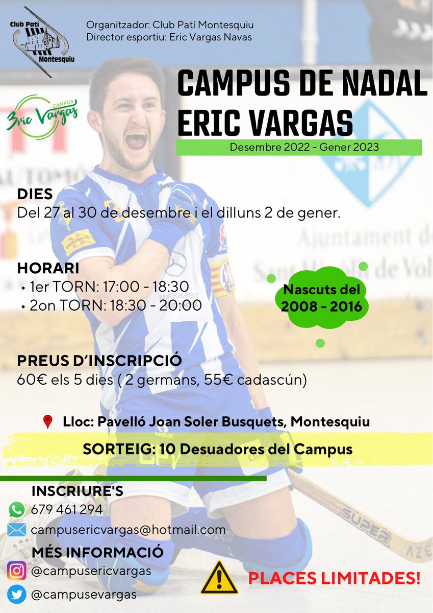 Obrim inscripcions pel Campus de nadal Eric Vargas! 💥