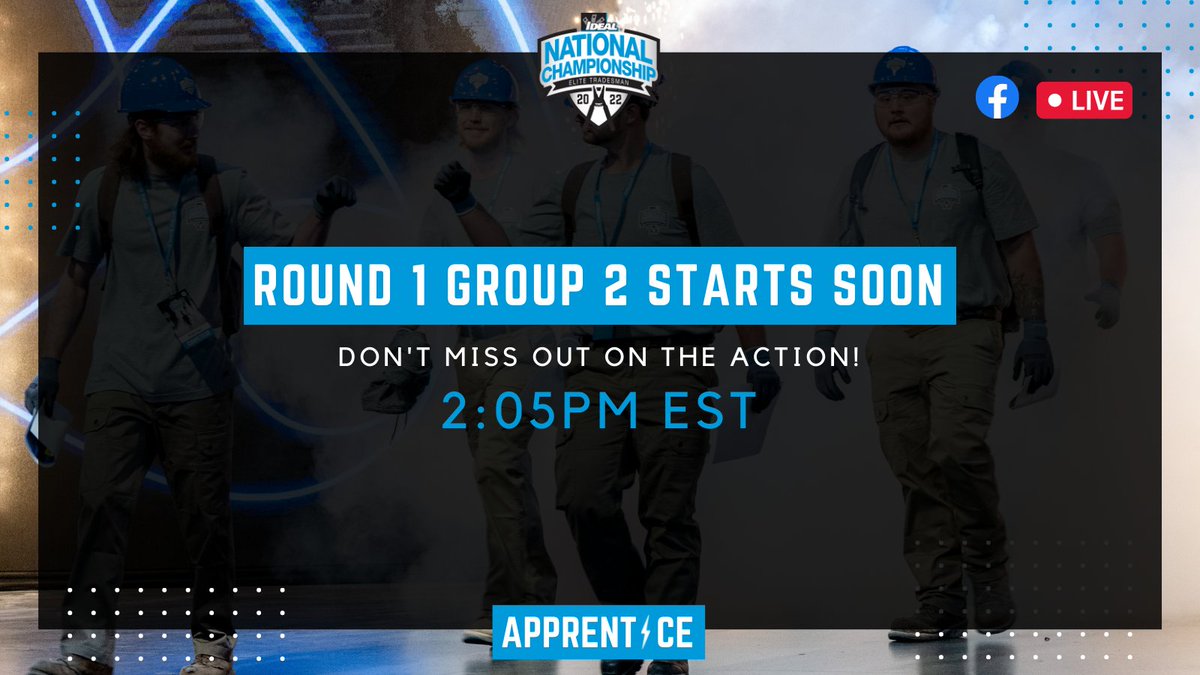 Catch all of the #live action at Round 1 Group 2 of the Apprentice #ETCS22 competition. We are streaming the entire #IDEALNationalChampionship competition on Facebook. Tune in now: ow.ly/CcT430ssbwS
