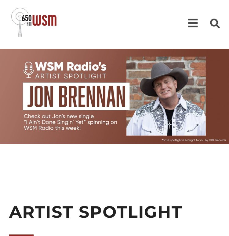 Jon Brennan (@jonbrennan_com) on Twitter photo Wow!! SUPER PROUD to be this weeks artist on the world famous <a href="/WSMradio/">WSM Radio - The Home of the Opry!</a> !! Home of Grand Ole <a href="/opry/">Grand Ole Opry</a>
#TrueStory #iAintDoneSinginYet
wsmradio.com/wsm-artist-spo… Wow!! SUPER PROUD to be this weeks artist on the world famous <a href="/WSMradio/">WSM Radio - The Home of the Opry!</a> !! Home of Grand Ole <a href="/opry/">Grand Ole Opry</a>
#TrueStory #iAintDoneSinginYet
wsmradio.com/wsm-artist-spo…