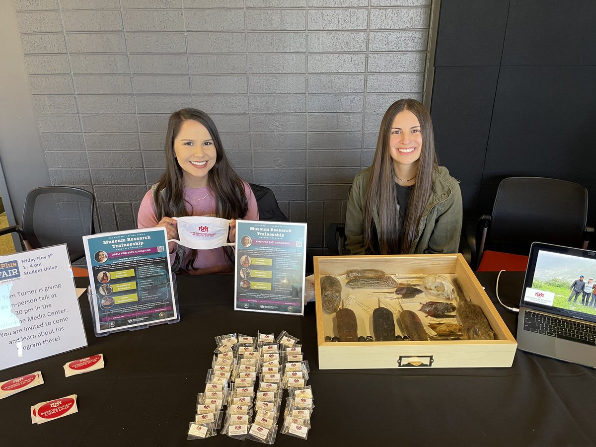 UNM Museum Research Traineeship is here at @FLCDurango for the Grad Plus Fair. Come check out @_danielleland’s mammal specimens and talk with us about museum science @UNM 🐾