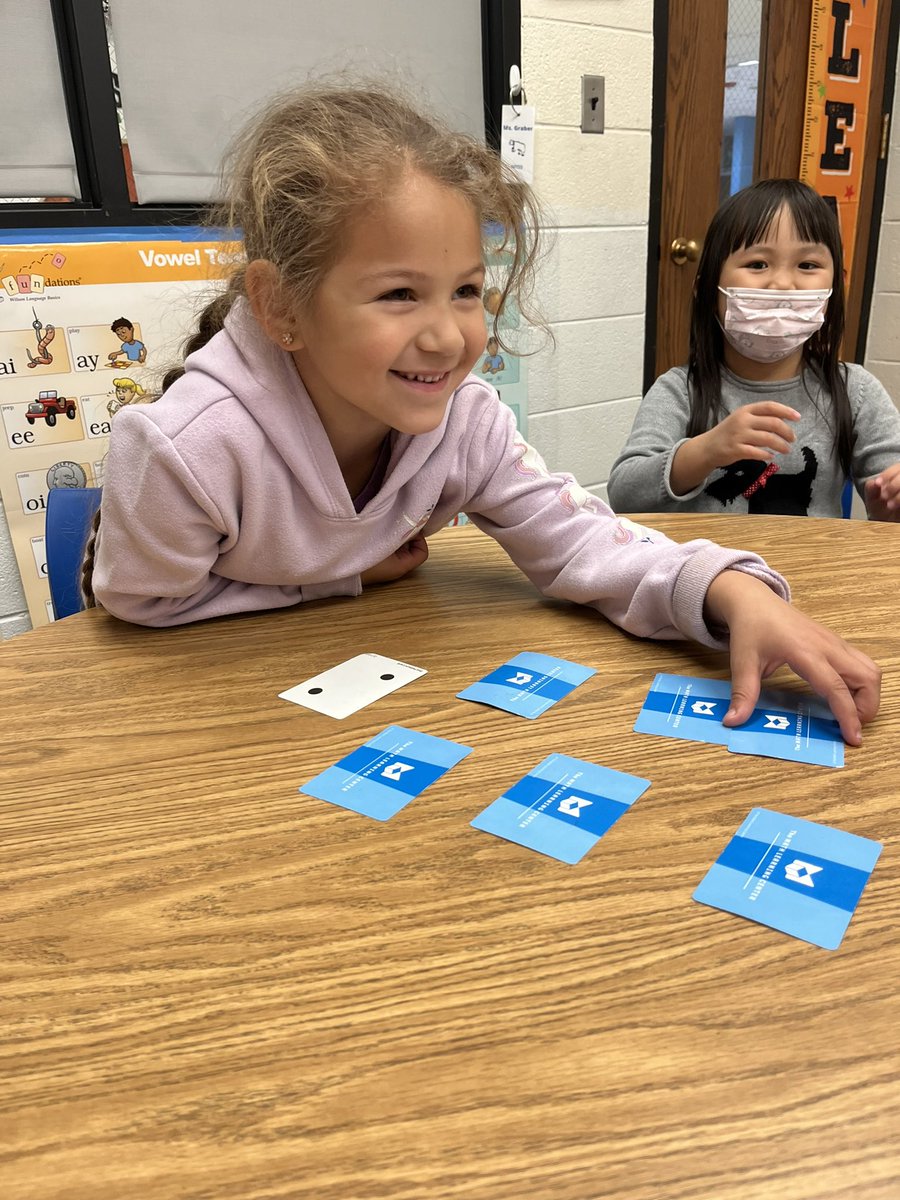 Kindergarten students had fun playing a math memory game today with numeral and dot cards. They practiced subitizing and number recognition. And had so much fun doing it! #longfellowbears #d97 #cutestmathematicians