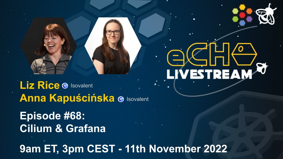 This Friday @lizrice and @lambdanis will be exploring the new integration between Cilium and Grafana eBPF & Cilium Office Hours Friday, 11th November - 9am ET / 3pm CEST Livestream: youtube.com/watch?v=HNxJya…