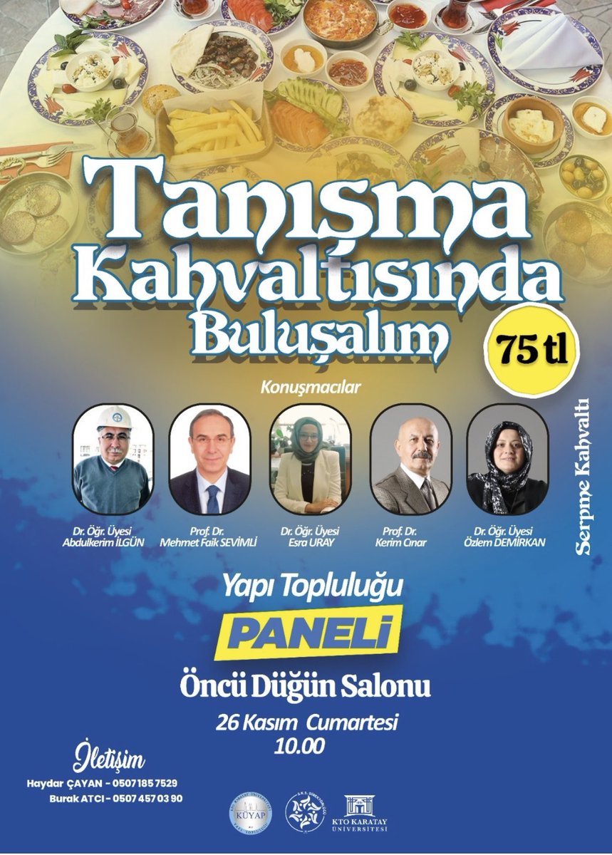 Topluluğumuzun düzenlediği tanışma kahvaltısı ve değerli hocalarımızın konuşmacı olarak katıldığı panel etkinliğine davetlisiniz. 😊🥳

Tarih: 26.11.2022
Yer: Öncü Düğün Salonu
Saat: 10.00
