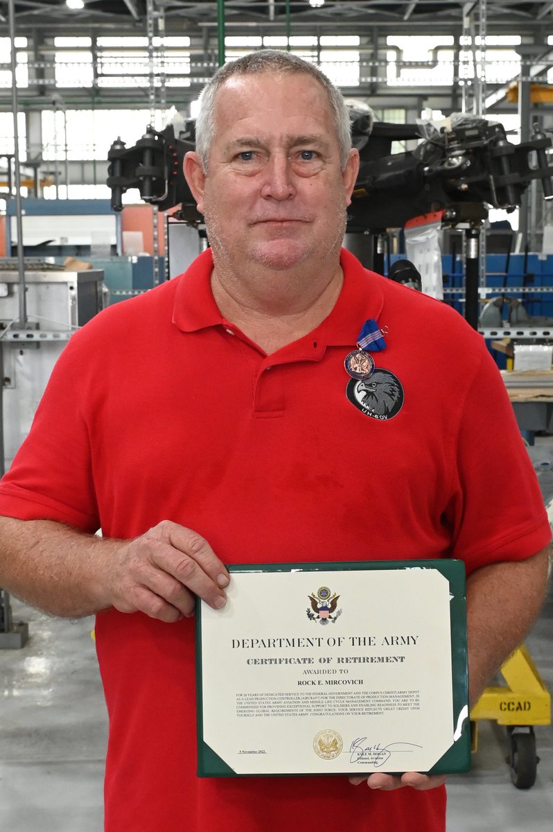 #CCADSalute to Rock Mircovich, retiring after 26 years at America's Aviation Depot! He served as a lead aircraft production controller for the Directorate of Production Managment. Enjoy your retirement!
#CCArmyDepot #CCADRetiree #WeAreCCAD #WeKeepTheArmyFlying #DPM #CCADstagram