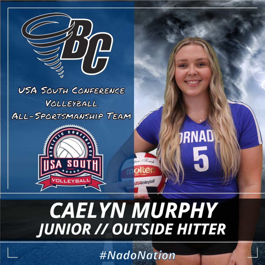 Volleyball: Congrats to <a href="/BC_VB/">Brevard College Volleyball</a>'s Caelyn Murphy for earning <a href="/usa_south/">USA South Athletic Conference</a> Volleyball All-Sportsmanship Team honors! #NadoNation #d3vb #MadeInTheUSASouth