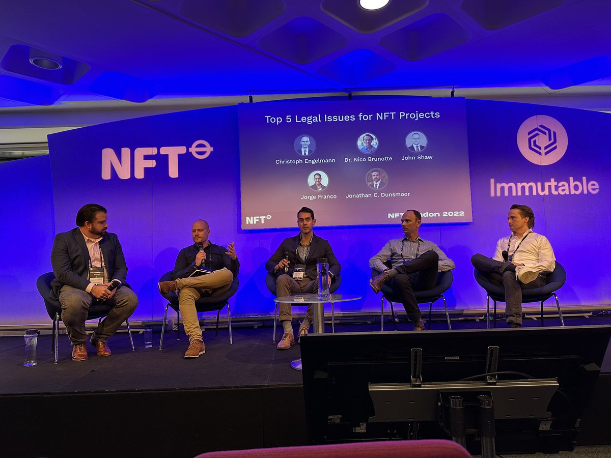 John_W_Shaw's tweet photo. Great to speak at NFT London by @NFT_NYC on the legal issues facing NFTs, with a little bit about IP. Huge thanks to the panel including @nicobrunotte. Looking forward to next year! #nft #NFTLondon https://t.co/DKPTPL6v6R