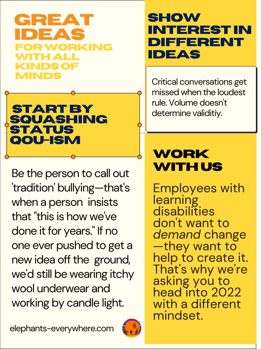 dbrodey's tweet image. This Friday, take 5 minutes to ask: How can I do things differently next week at work? Great ideas for working with all kinds of minds. #managers, #thelatestthinking #workupdates