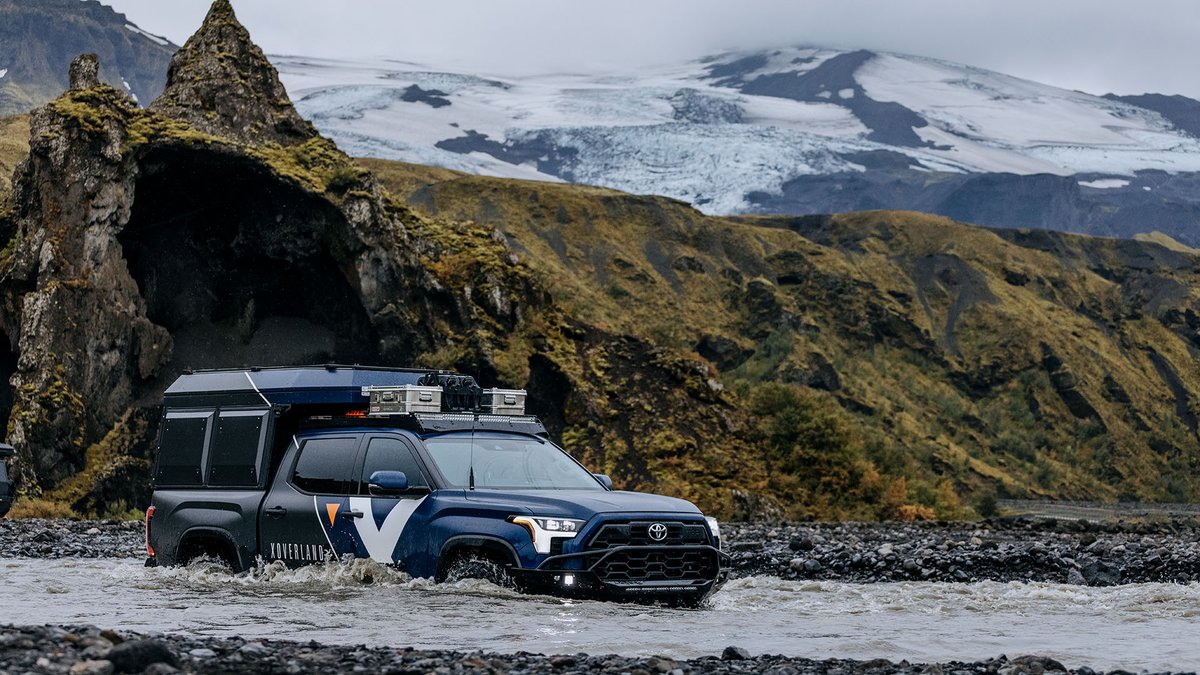 Meet the Expedition Overland ‘Orion’—a 2022 #Tundra Limited with a full-size Alu Cab Canopy Camper with a Webasto heater, solar panels, Icon suspension and more, to handle the most extreme environments. #SEMA2022 #LetsGoPlaces