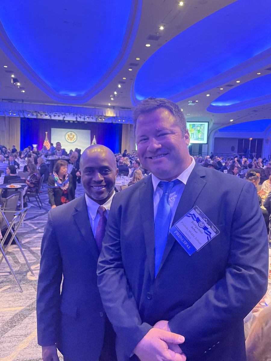 Mr. Young and Dr. Acker are proud and honored to represent @FoothillsMS and accept the National Blue Ribbon award 2022 in Washington DC, on behalf of the entire #FoothillsFamily and the @ArcadiaUnified community.
