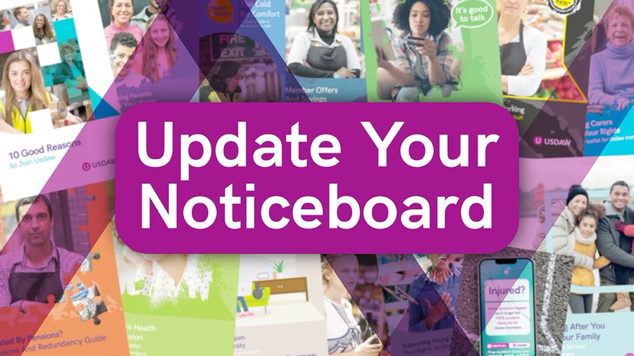 UsdawSthEssex's tweet photo. Update Your Noticeboard: Is your @usdawUnion noticeboard up to date? Have you got all the latest #Usdaw literature? Checkout the Usdaw website for the latest updates here: https://t.co/zK7EzZbUPN
#JoinAUnion #10GoodReasonsToJoinUsdaw #FirstCallUsdaw #LegalPlus https://t.co/cwL07FRLIR