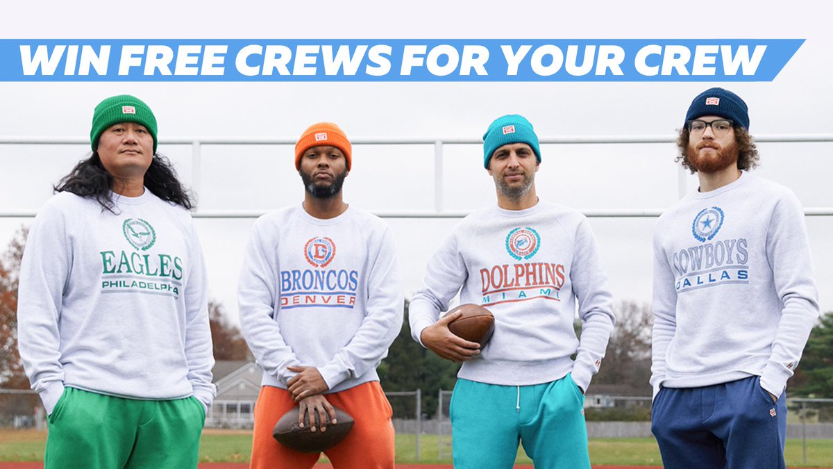 Enter to win a FREE NFL Crest Crewneck for you and 3 members of your crew. 

HOW TO ENTER:
➡️ Follow <a href="/HOMAGE/">HOMAGE</a>
🔁 RETWEET 
💬 REPLY w/ #HomageNFLCrew and TAG 3 friends