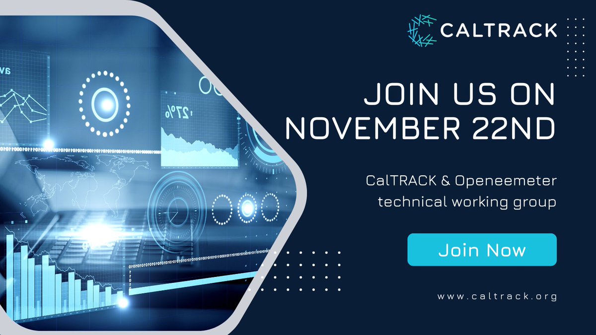 Join us on November 22nd, 2022! LF Energy and the OpenEEmeter project team are pleased to re-launch the CalTRACK working group to incorporate updates to the methods and code and formally enfold CalTRACK under the OpenEEmeter project umbrella. caltrack.org/technical-work…