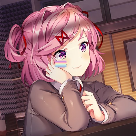 fluidfragment's tweet image. Natsuki from Doki Doki Literature Club is genderfrict