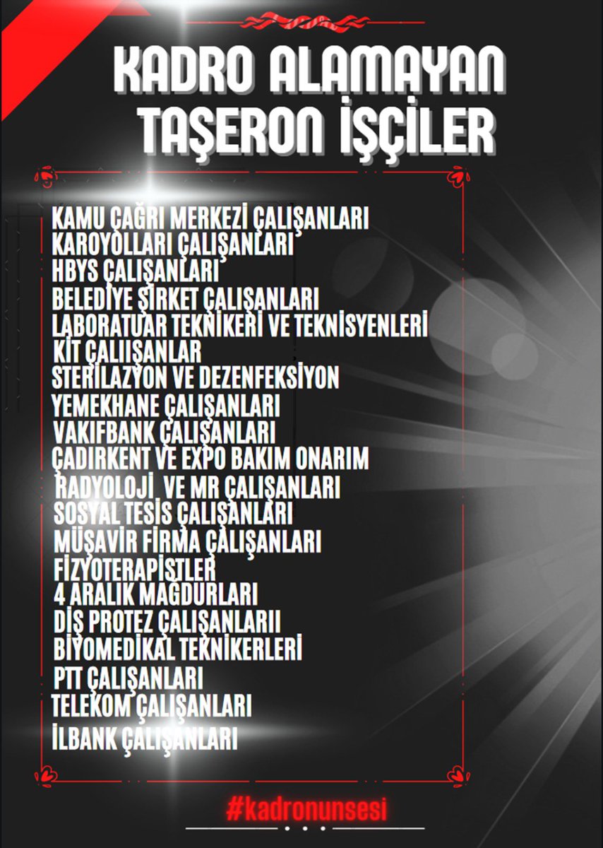 Amasız fakatsız kadro istiyoruz. Kamuda çalışan bütün taşeron KADROLU olsun. #TaşeronBitsin #TaşeronuDuyun #Kadroİstiyoruz @csgbakanligi @UABakanligi @HMBakanligi