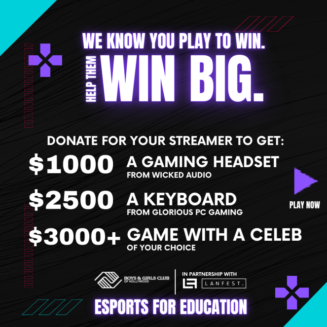 LANFESTgames's tweet photo. Here's a look at the donation incentives for our upcoming Esports for Education event!
#streamforkids #gamingforgood #charitystream #gamers #gamingcommunity #twitchfundraiser #fundraiser #esportsforeducation #esports #twitch #lanparty #bgchollywood #bgch #forthekids https://t.co/ryHW6iytB4