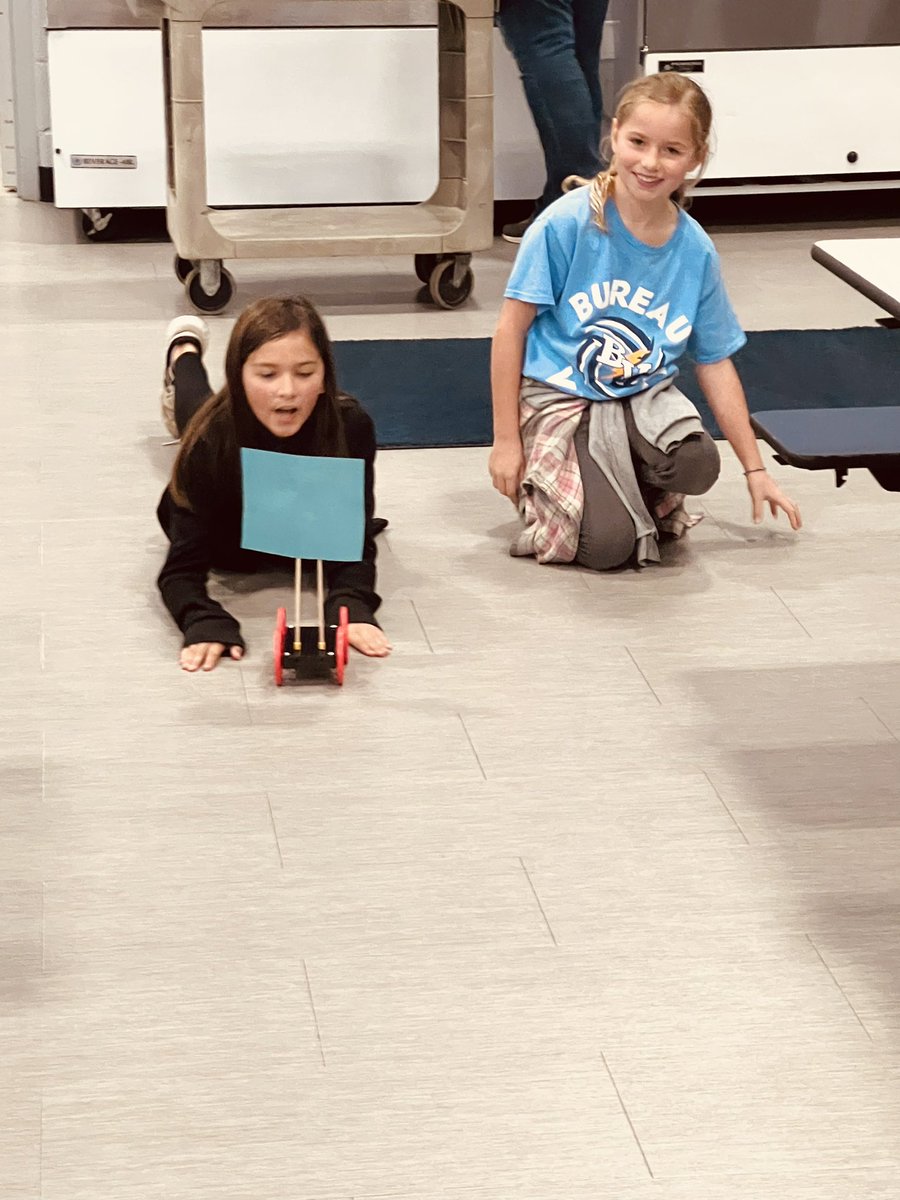 The 3rd-5th graders at BV are learning about wind energy. They designed a sail for their car and tested it.