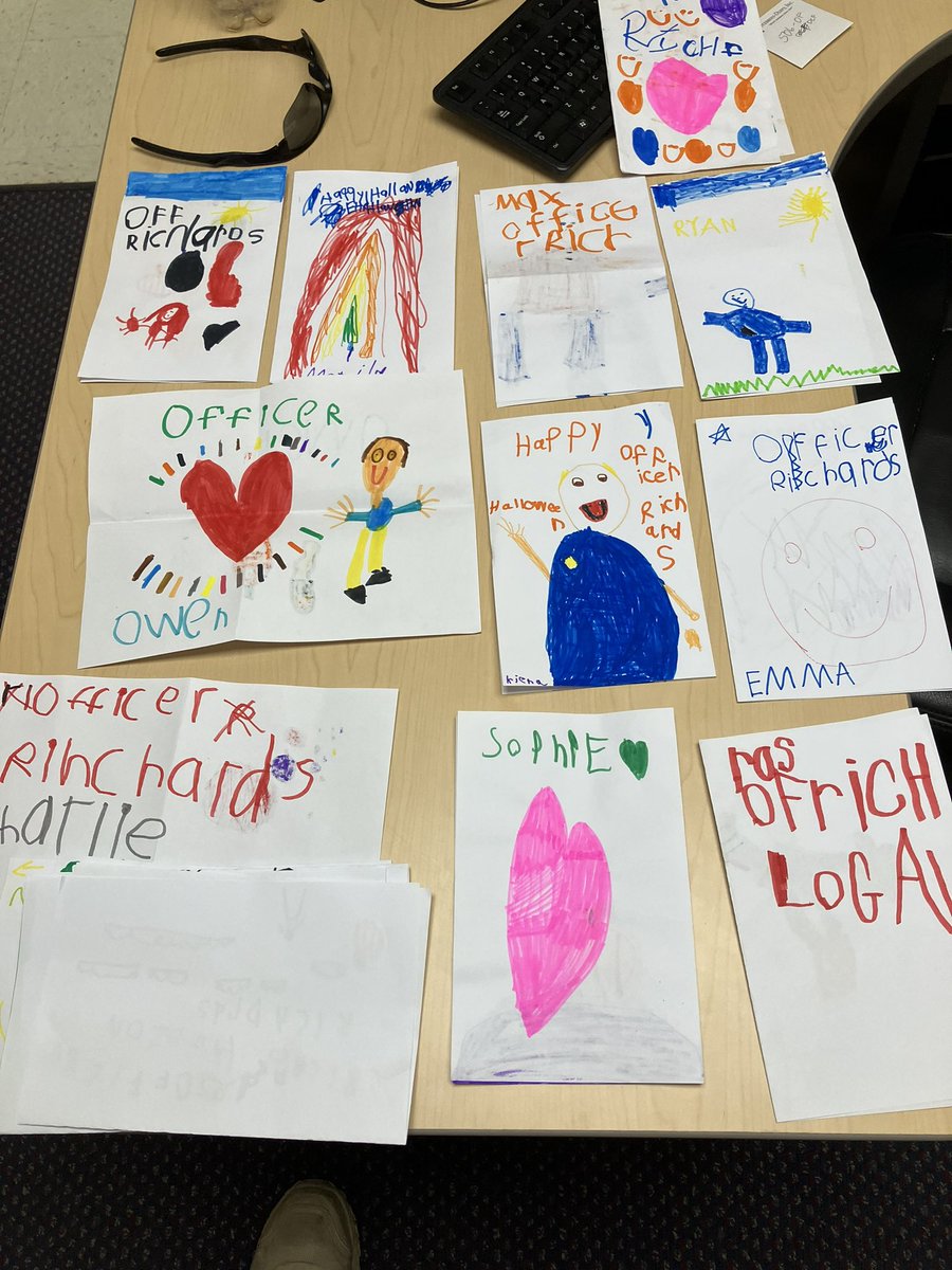Some of the thank you cards from Mrs. Goodchild’s kindergarten class for giving them the Halloween glow sticks.