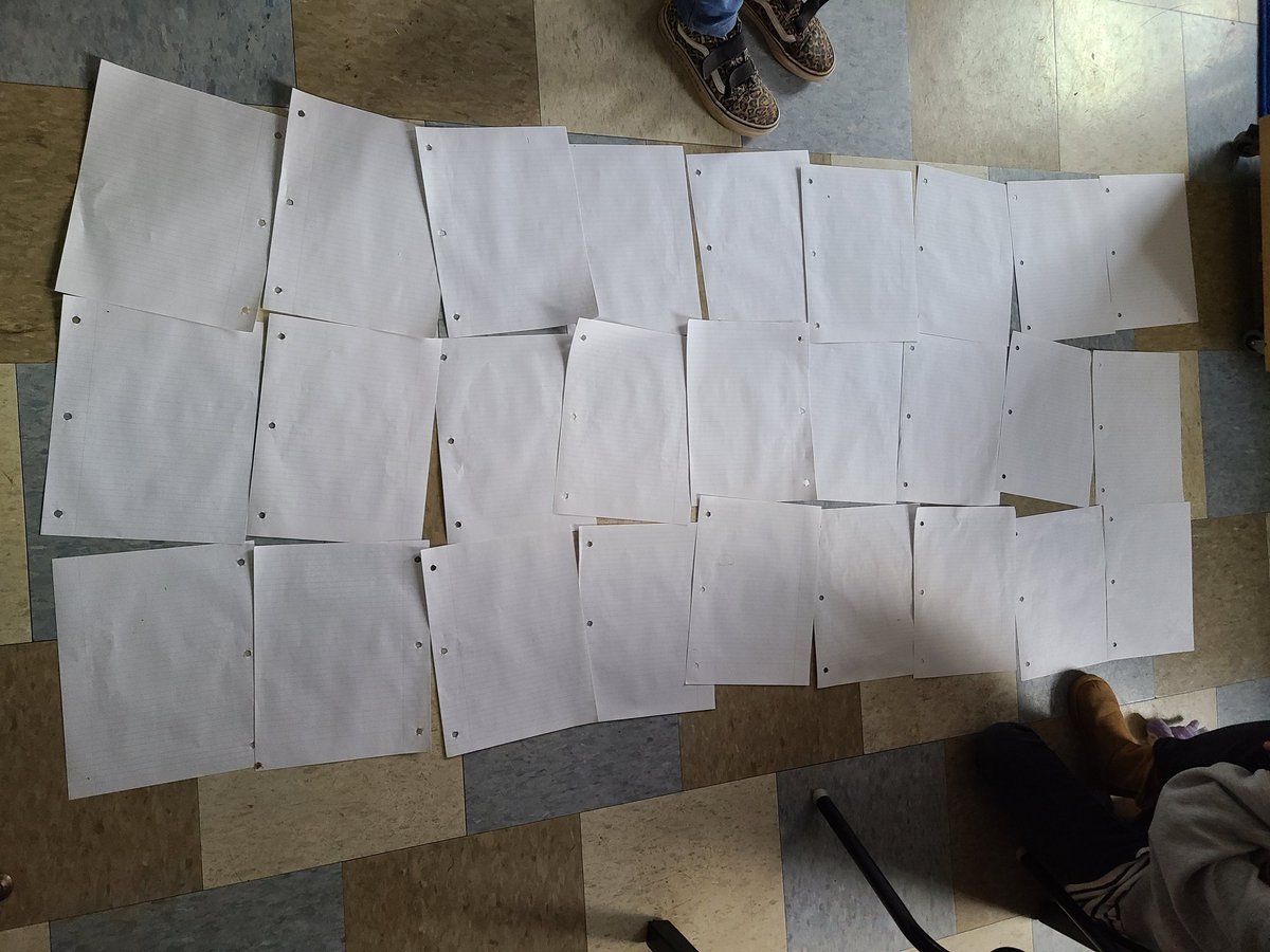 Gr3s were creating referents to better estimate how many papers would we need to cover the entire classroom floor in paper. Lots of great discussion and strategies shared!