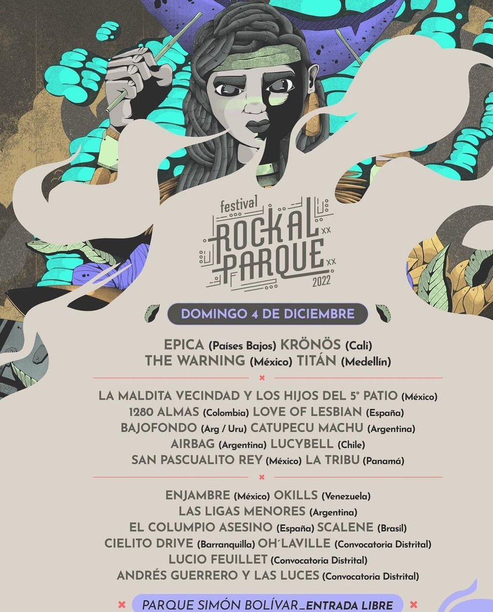 Entusiasmados con la visita a Bogotá. Nos vemos en un mes en Rock al Parque! 

4 de diciembre en el Parque de Simón Bolívar, con entrada libre. 

<a href="/rockalparquefes/">RockalParqueOFICIAL</a>
