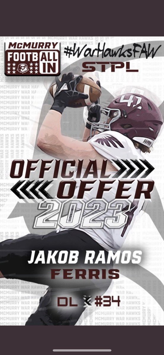 _JakobRamos's tweet photo. blessed to receive an offer from McMurry University! @CoachBapMcM @TrustMyEyesO @StevenGreek1 @Coach_LColvin https://t.co/mAobD0bwig