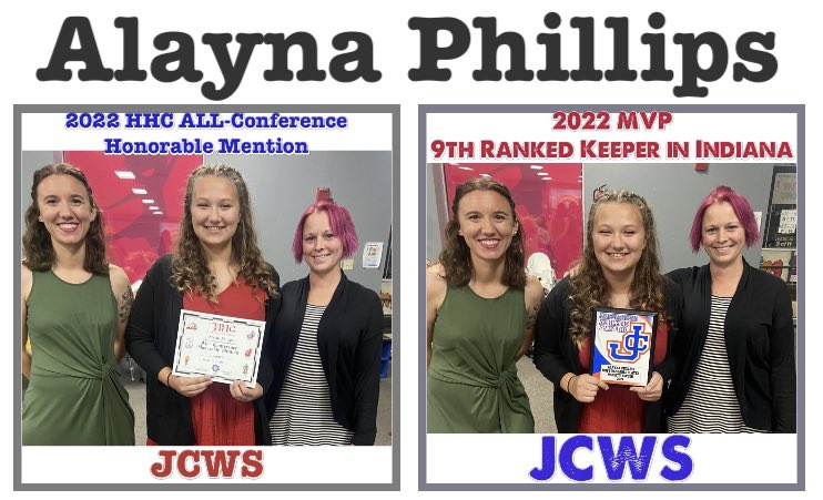 JcWomen's tweet photo. Congrats to our Hoosier Hills All-Conference Honorable Mention and 2022 MVP! This amazing young athlete is rank 9th in the state for her outstanding keeper skills. 🙌🏼⚽️ https://t.co/Ua1kz2GiF6