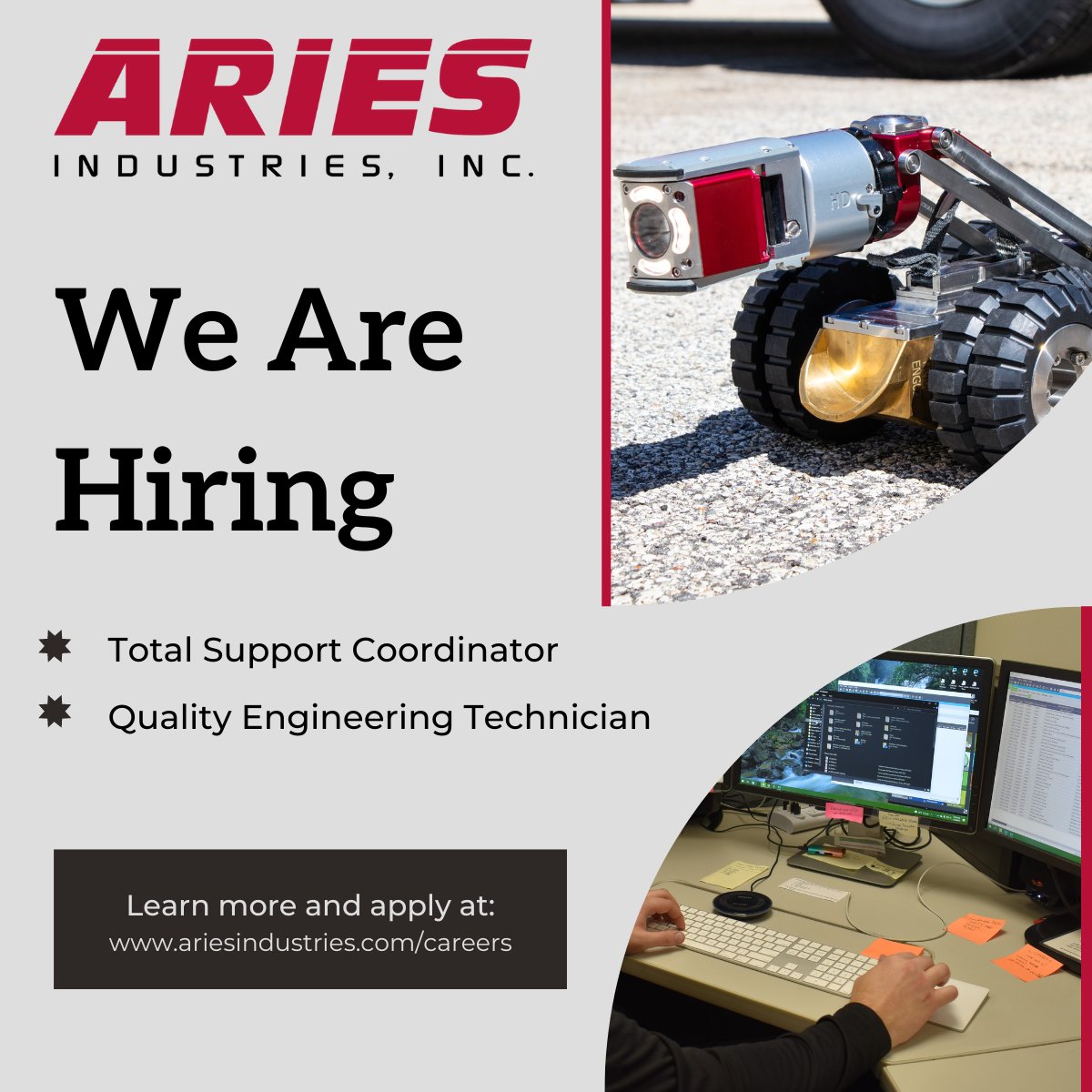 TeamAriesInd's tweet photo. We are looking for talented, customer-focused individuals to join our team.  Make a difference for communities across North America and be a part of our incredible team. Apply here: https://t.co/rtsmfN2fSn. #raisingthebarunderground #hiring #teamculture #wisconsinhiring https://t.co/gPltEp3YZm