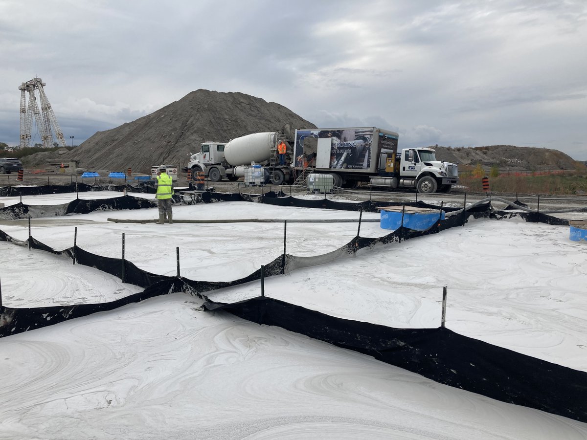 earthboring's tweet image. Our Grouts &amp;amp; Fluids Division utilizing cellular concrete to address compressive layers of soil at the re-location of Cherry St west entrance to the Port Land&apos;s in Toronto.
#cellulargrout #earthboring