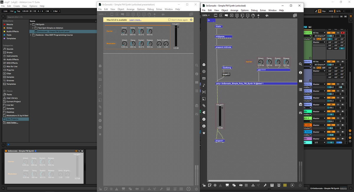 0xgonzalo_'s tweet photo. Still working on my @maxforlive_com FM Synth ✊

Upgrade: 

✅Polyphonic

Upcoming:

📑Ability to change the modulation algorithm https://t.co/bV5y84kRIs