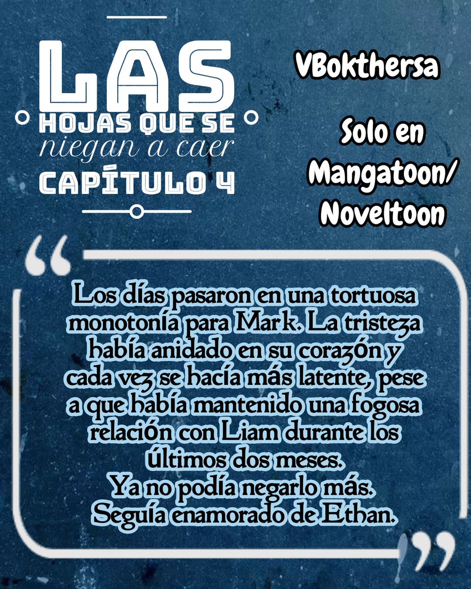 VBokthersa's tweet photo. ¡Ya está publicado el capítulo 4! ¡Pasen a leer!

Link: https://t.co/Zk5EmjdtsS

#LasHojasQueSeNieganACaer #LHQSNAC #Omegaverse #VBokthersa #Noveltoon #Mangatoon #Novela #ABO https://t.co/PuDkvDbB3y