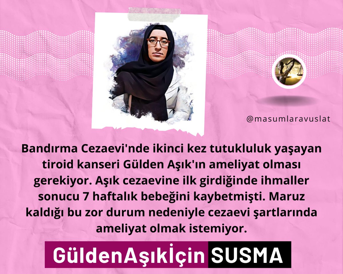 Sumeyraylmz3's tweet photo. GüldenAşıkİçin SUSMA
Hasta tutuklular için SuSma
Masum yavrular için Susma
SeS OL 
Lütfen daha da geç olmadan https://t.co/3lk9aVKQaL