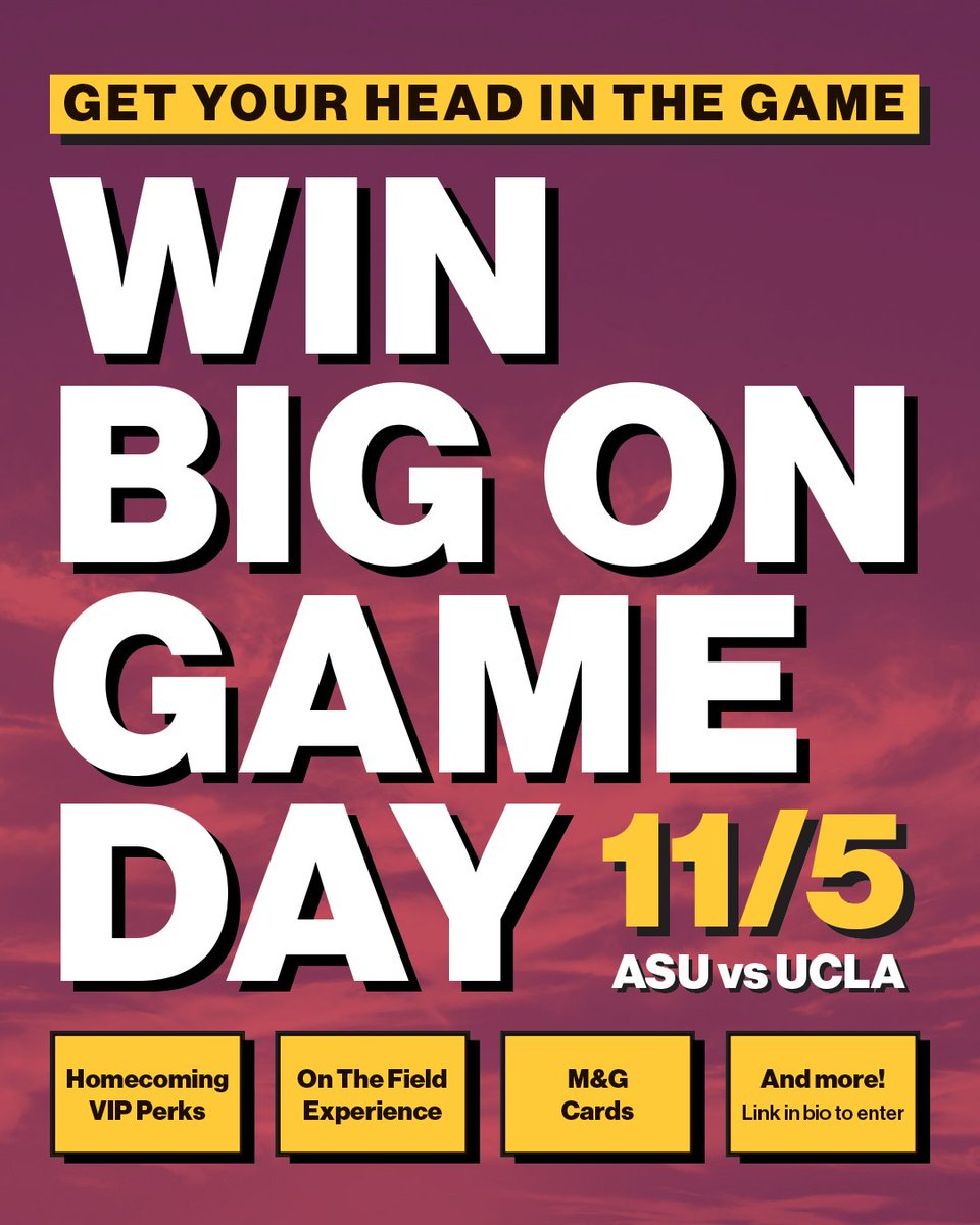 Attention ALL Students and Clubs and Organizations! Come out to the ASU vs. UCLA game this weekend at Sun Devil Stadium for a chance to win big prizes! Link to enter: links.asu.edu/WinBig