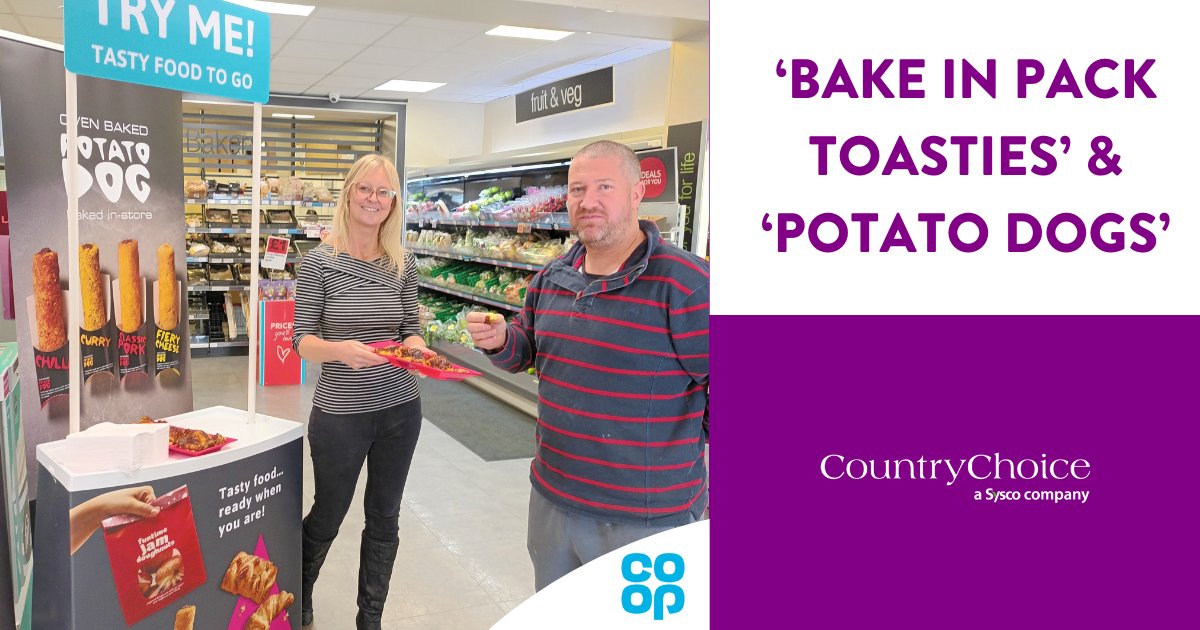 CountryChoiceUK's tweet photo. We had a fantastic day handing out free samples of our new ‘Bake In Pack Toasties’ and ‘Potato Dogs’ at the Radstock Co-Op site in Chilcompton. Some great feedback from hungry customers!
#coop #chilcompton #instorebakery #foodservice #foodtogo #countrychoice #sampling https://t.co/XnqGeO6QZQ