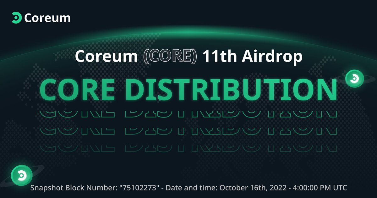 Read the Official Report for the 11th $CORE snapshot (October) and the airdrop ratio for $SOLO holders:

🔗 bit.ly/3fxYTIP

👉The Airdrop distribution for the 10th snapshot   (September) has been started. Check the transaction status in real-time: bit.ly/3t0WDN8