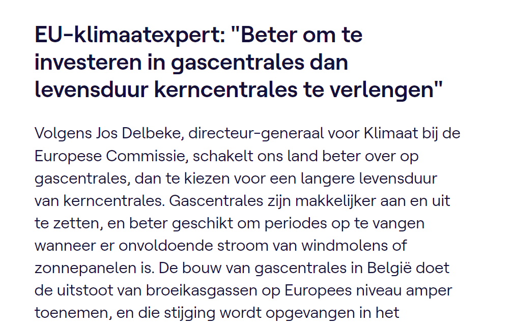 mboudry's tweet photo. Even in de oude doos gegraaid: dit is hoe onze bevolking de afgelopen jaren werd gek gemaakt voor de bouw van nieuwe fossiele gascentrales, om de sloop van CO2-neutrale kerncentrales te vervangen. Dit is hoe diep het groene anti-nucleaire dogmatisme overal was doorgedrongen. https://t.co/3pflmhRz09