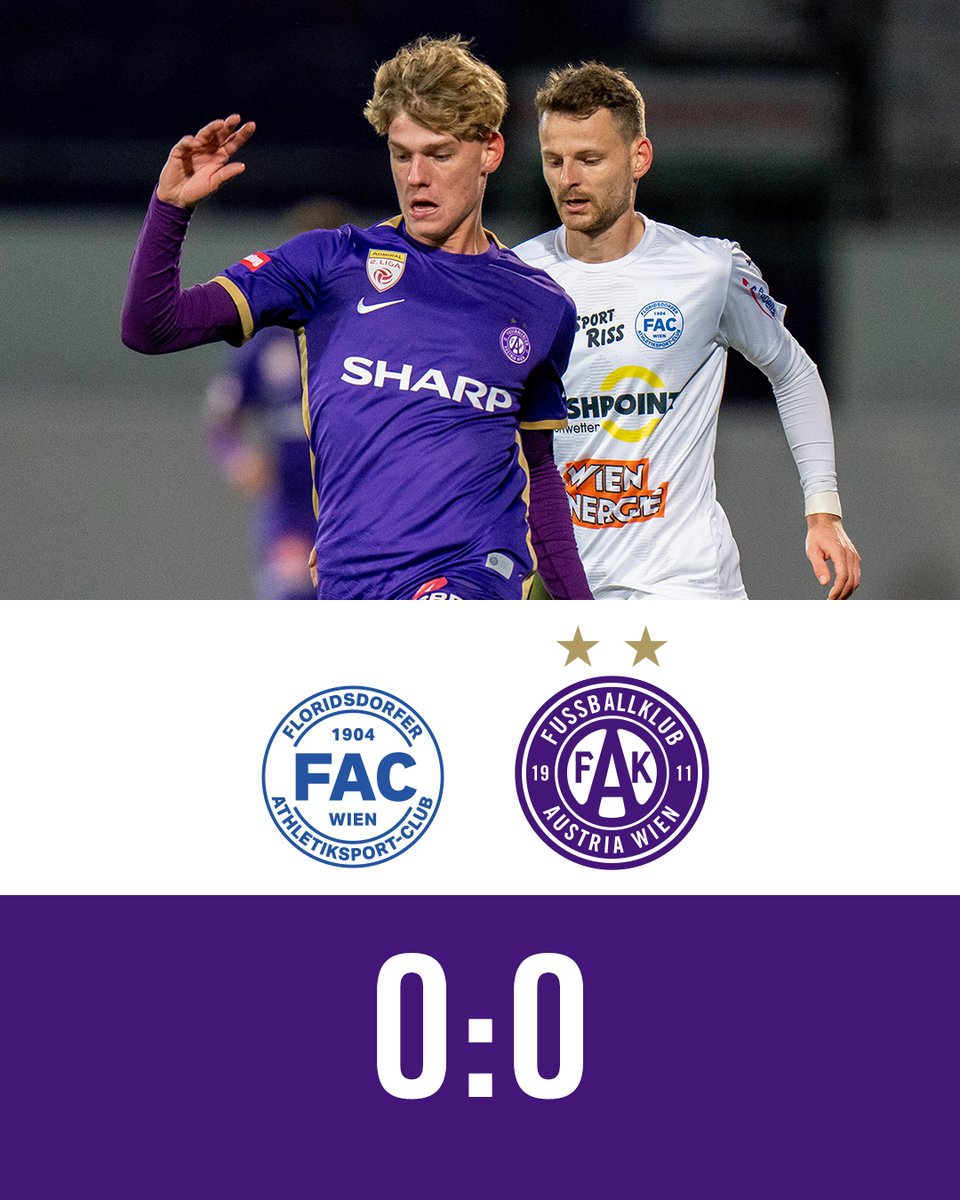 FKAustriaWien's tweet photo. Keine Tore in der Generali-Arena, die Young Violets teilen die Punkte mit dem @FACWien 🤝💜
#faklive #FAKFAC #LigaZwa https://t.co/s88vEmnoeD