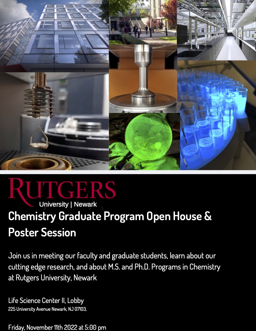 Rutgers-Newark Chemistry (@rutgers_chem) on Twitter photo Our in-person Chemistry Graduate Program Open House and Poster Session is happening Friday Nov 11th, starting at 5PM! Join us for food, beverages, and learn more about cutting-edge research happening in the department. <a href="/RutgersSASN/">Rutgers School of Arts & Sciences-Newark</a> <a href="/RutgersResearch/">Rutgers Research</a> <a href="/Rutgers_Newark/">Rutgers University-Newark</a> Our in-person Chemistry Graduate Program Open House and Poster Session is happening Friday Nov 11th, starting at 5PM! Join us for food, beverages, and learn more about cutting-edge research happening in the department. <a href="/RutgersSASN/">Rutgers School of Arts & Sciences-Newark</a> <a href="/RutgersResearch/">Rutgers Research</a> <a href="/Rutgers_Newark/">Rutgers University-Newark</a>
