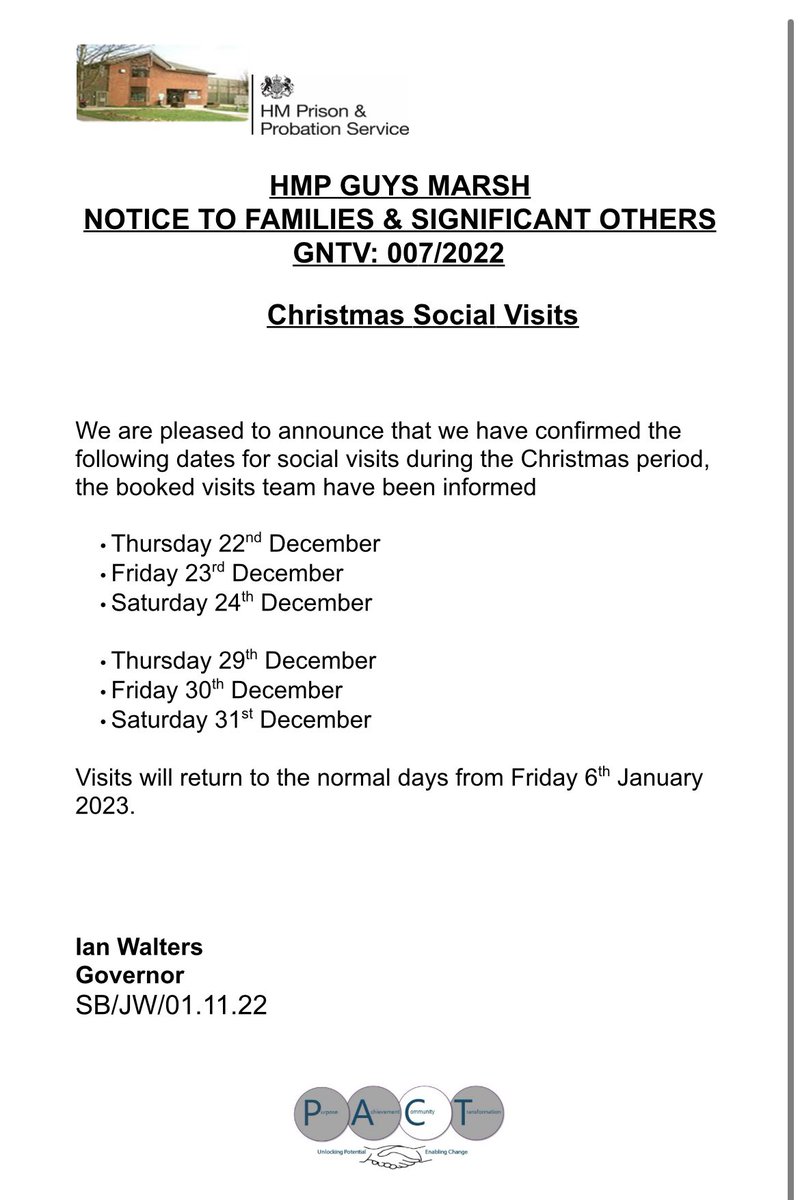 🚨Christmas Social Visits Dates🚨