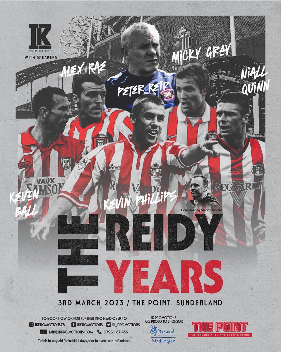 IK_Promotions's tweet photo. We are thrilled to announce this epic night of @SunderlandAFC legends @thepointevents 
This ones going to be huge, @IK_Promotions yet again delivering on the biggest and best events for the city.
Don’t miss out!! 🔴⚪️🔴⚪️
@reid6peter @Crabbers https://t.co/ExecRwnYPV