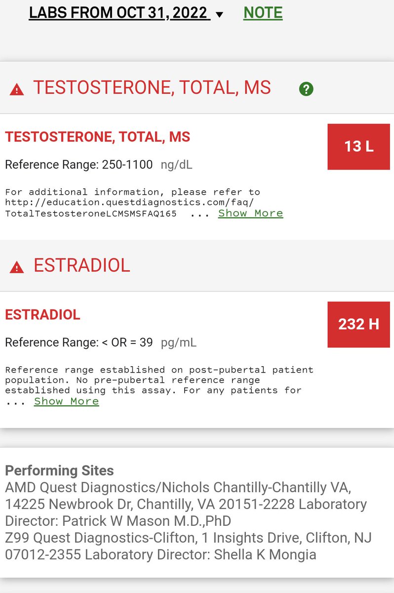 digigeek's tweet photo. So, I did my HRT labs on Monday and just got my results! They measure my Estrogen and Testosterone levels. Results are AWESOME! I'm over 230 for Estradiol and only 13 on Testosterone! That's effing awesome! 🏳️⚧️😍😊
#TransWomenAreWomen
#TransIsBeautful
#Trans
#mtf https://t.co/hErXbSOkgM