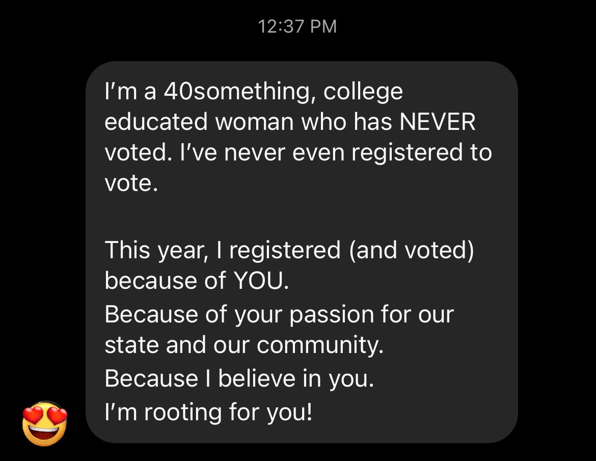 Messages like this give Team Booker the motivation to finish this campaign with full force! Together, we will win this Kentucky!