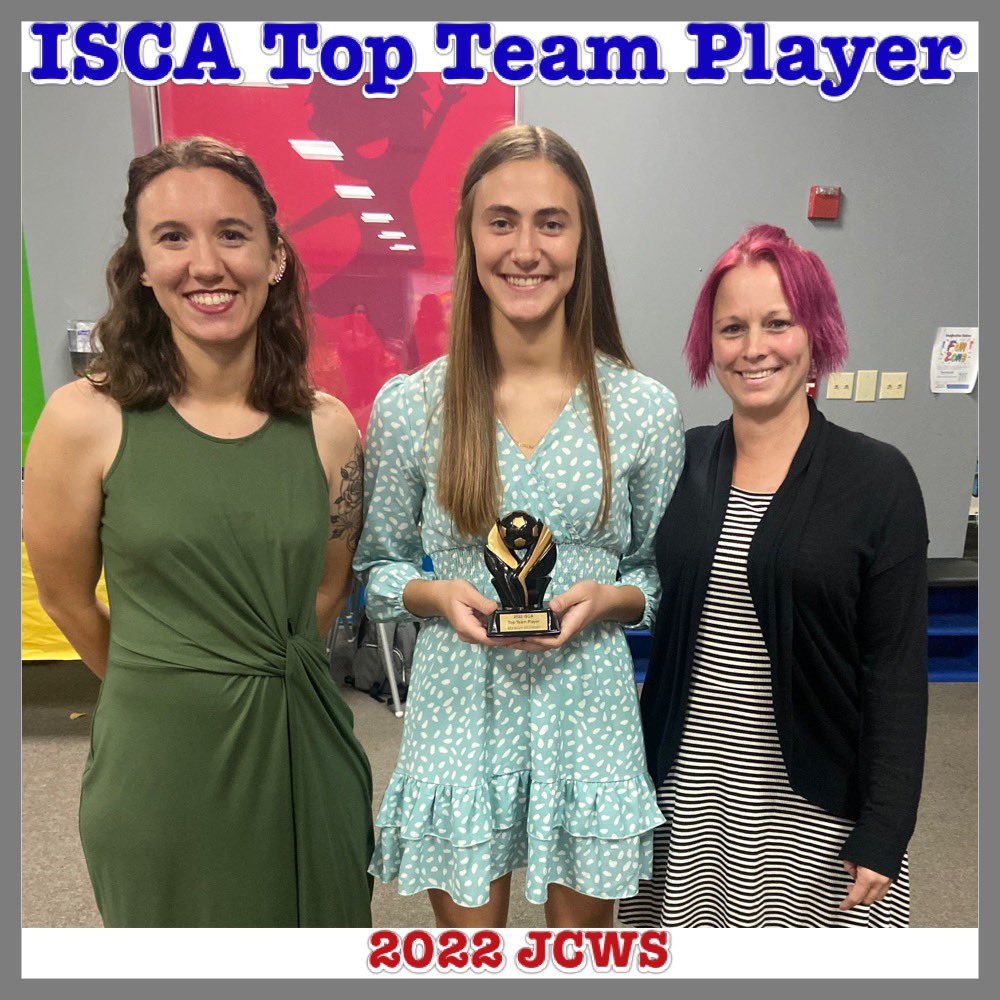 JcWomen's tweet photo. ISCA Top Team Player
Congratulations! Maddie shows mental toughness, adaptability to any situation, sportsmanship and positive team attitude no matter the outcome of the game. https://t.co/wUQFCTUl5V