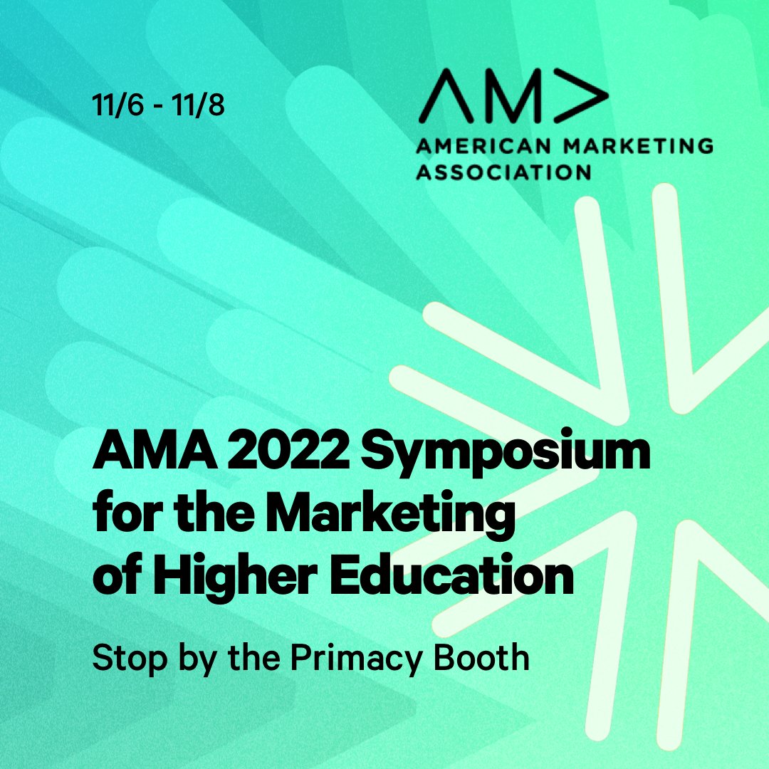 Stop by the Primacy booth at AMA in National Harbor, MD to discuss emerging trends in higher education marketing and enter to win a pair of AirPods Pro!

ama.org/2022-ama-sympo…