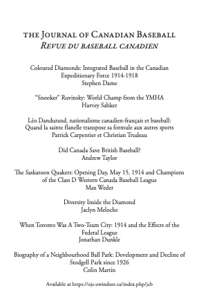 En célébration du lancement officiel du numéro inaugural du Journal of Canadian Baseball : le numéro entire ici ojs.uwindsor.ca/index.php/jcb/…