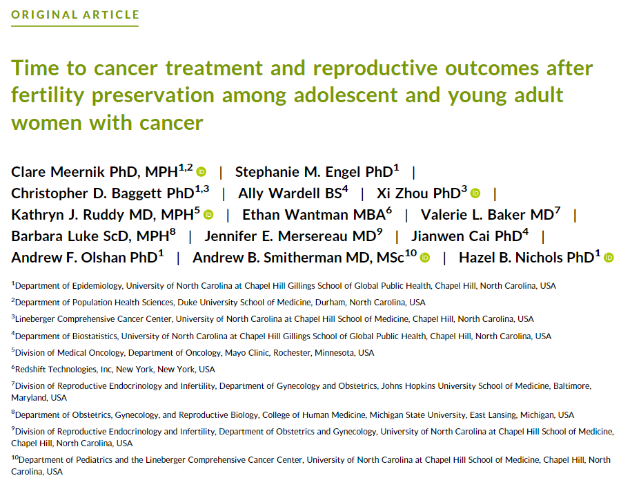 Fertility preservation may delay cancer treatment by up to 4.5 weeks, a delay that is acceptable without expected effect on prognosis for many women with cancer: acsjournals.onlinelibrary.wiley.com/doi/10.1002/cn… #AYACSM #GYNCSM
